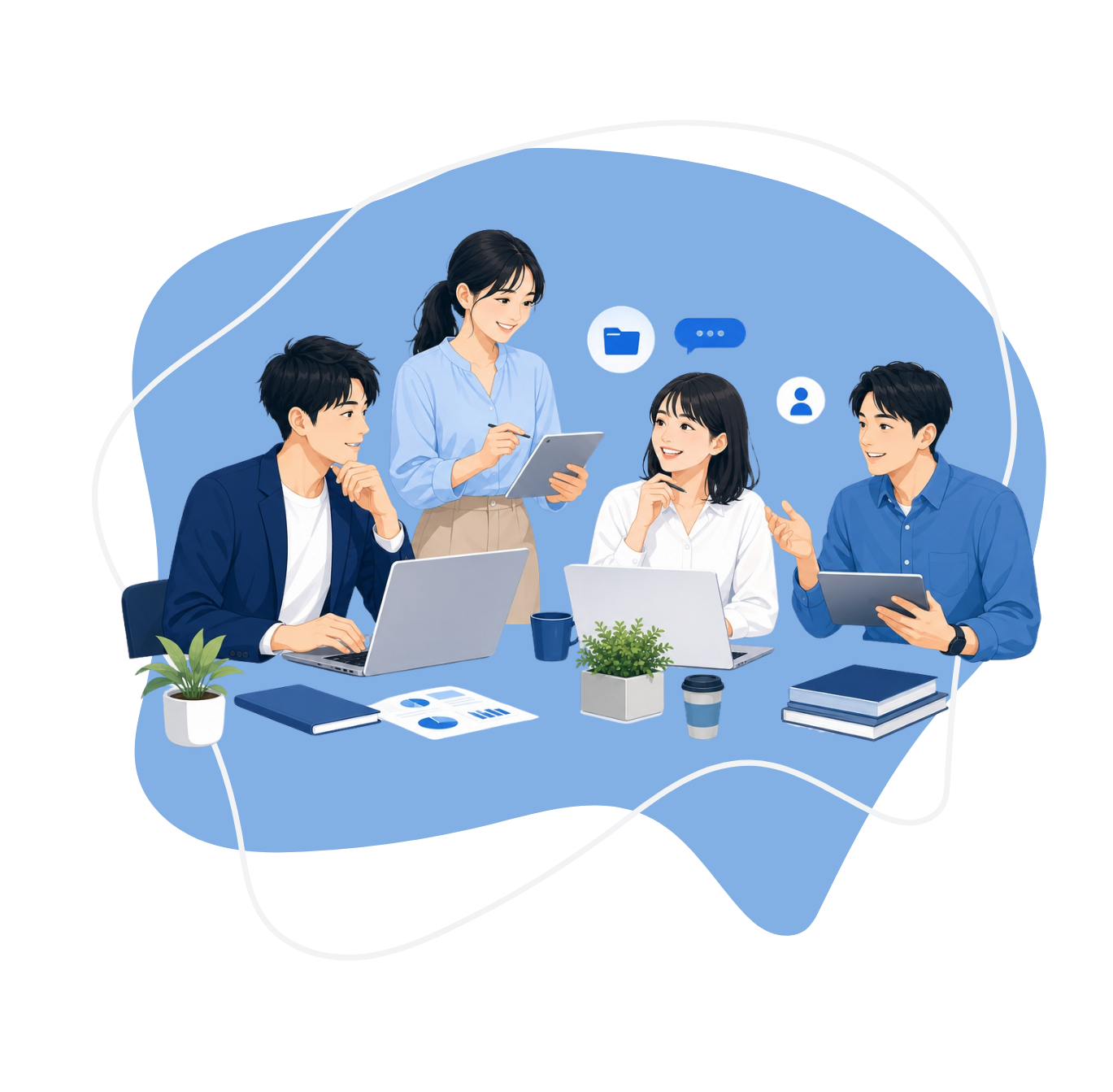 Webライターがオンラインで学び合うコミュニティのイラスト